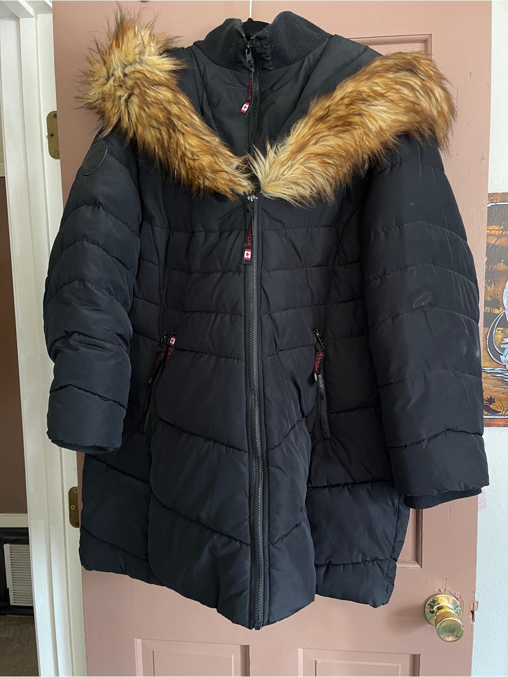 Black Winter 3/4 Length Insulated Coat Canada Weather Gear 1x WARM!